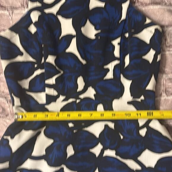 Banana Republic Blue Leaf Floral Printed High Low Dress 0 Wedding Retrogirl Glam - Picture 9 of 12